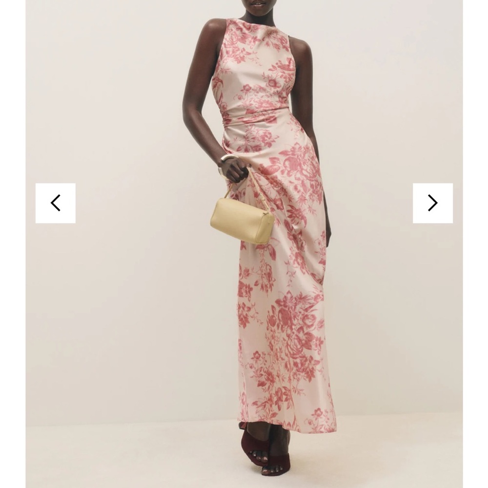 Reformation Anaiis Silk Dress Rose Cameo
